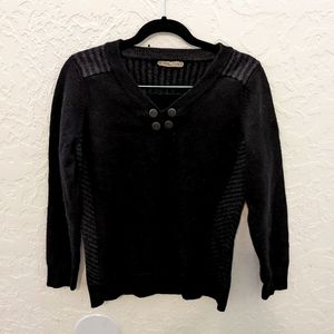 Smartwool V-neck Women's Marino Wool Black and Grey Sweater, size XL